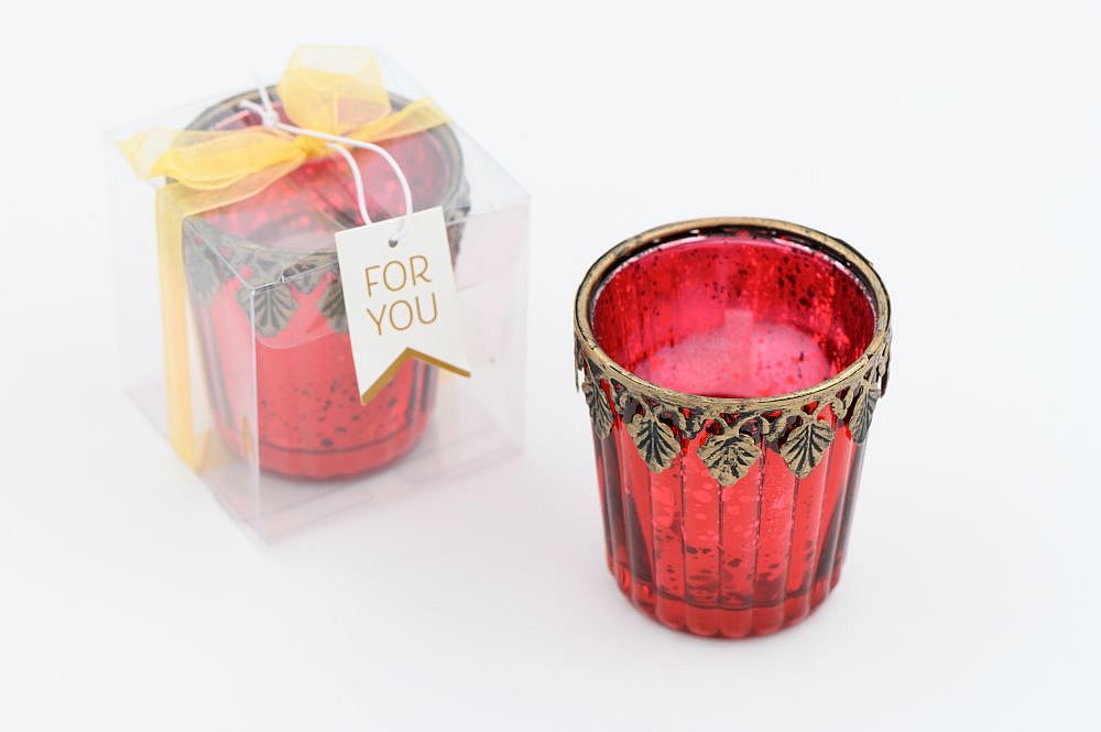 Red Mercury Glass Candle - Forever Wedding Favors