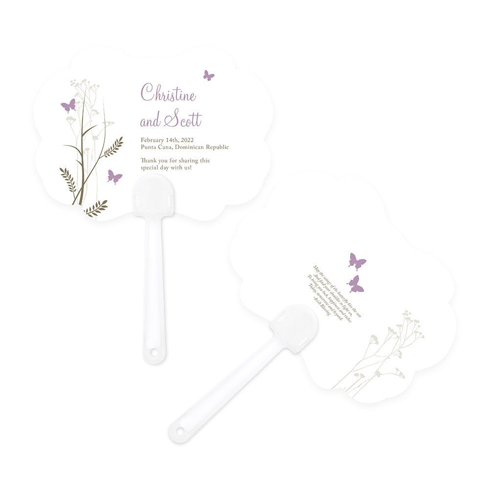 Romantic Butterfly Personalized Hand Fan - Forever Wedding Favors