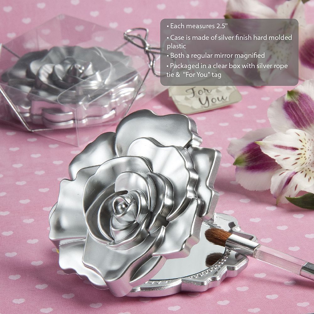 Rose Design Mirror Compacts - Forever Wedding Favors
