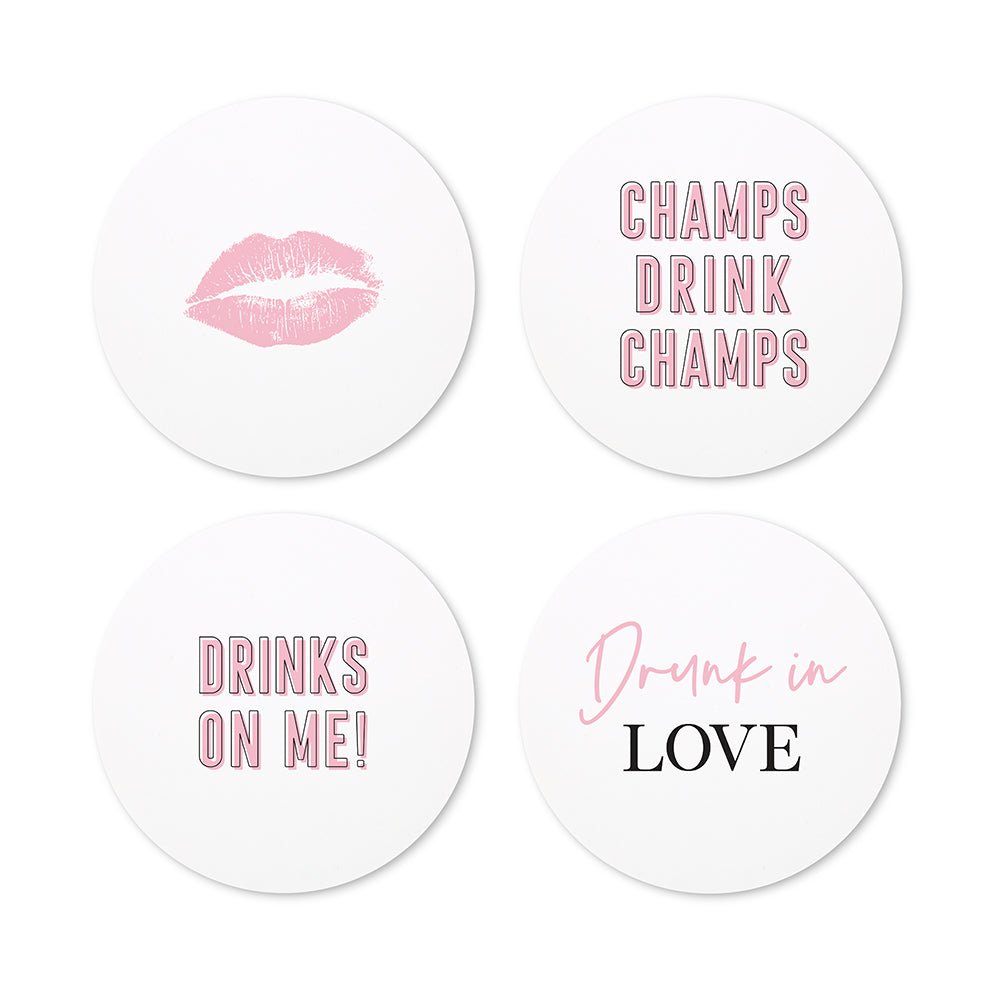 Round Paper Drink Coasters - Bachelorette Collection - Set Of 12 - Forever Wedding Favors