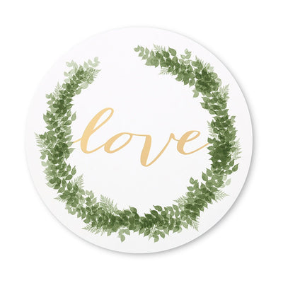 Round Paper Drink Coasters - Love Wreath - Set Of 12 - Forever Wedding Favors