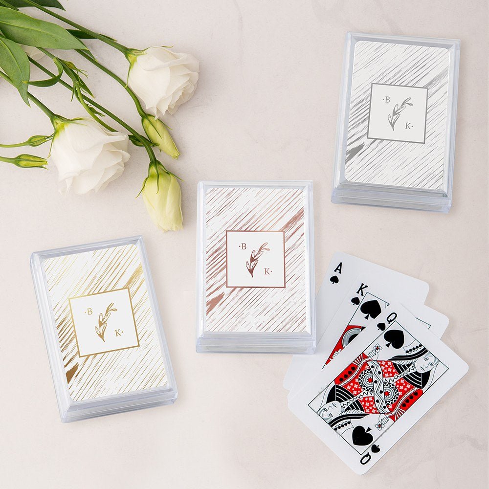 Rustic Monogram - Metallic Foil Playing Cards - Forever Wedding Favors