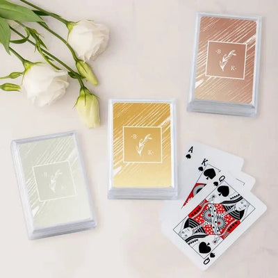 Rustic Monogram Metallic Playing Cards - Forever Wedding Favors