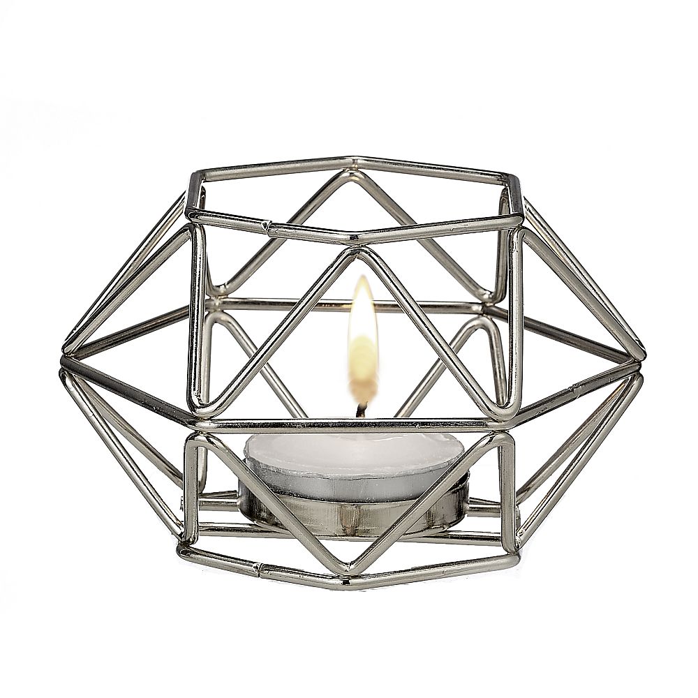 Silver Hexagon Candle Holder - Forever Wedding Favors