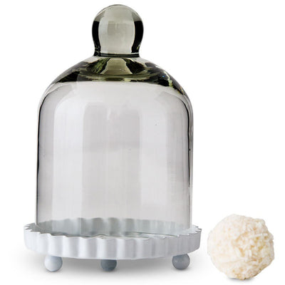Small Glass Bell Jar With White Base Wedding Favor - Forever Wedding Favors