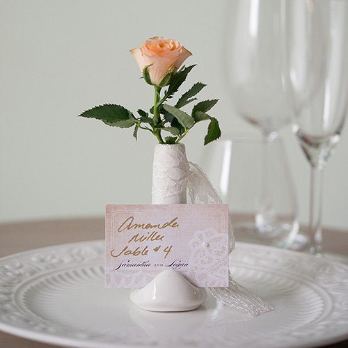 Small White Favor Vase/Card Holder - Forever Wedding Favors