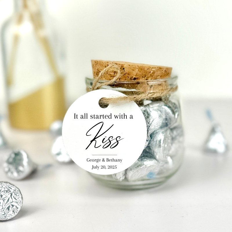 Started With A Kiss Mini Mason Jar - Forever Wedding Favors