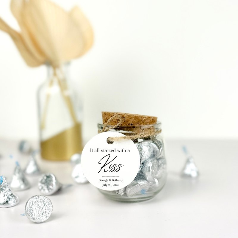 Started With A Kiss Mini Mason Jar - Forever Wedding Favors