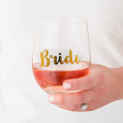 Stemless Toasting Wine Glass Gift For Wedding Party - Bride - Forever Wedding Favors