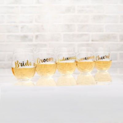 Stemless Toasting Wine Glass Gift For Wedding Party - Groom - Forever Wedding Favors