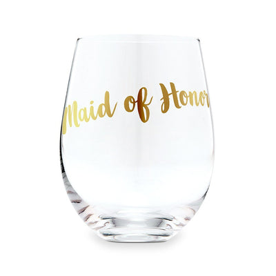 Stemless Toasting Wine Glass Gift For Wedding Party - Maid Of Honor - Forever Wedding Favors