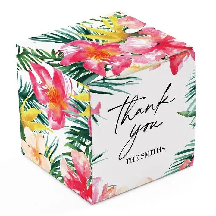 Tropical Floral Square Favor Boxes - Forever Wedding Favors