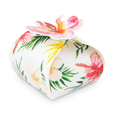 Uniquely Shaped Paper Wedding Favor Boxes - Tropical Floral - Forever Wedding Favors
