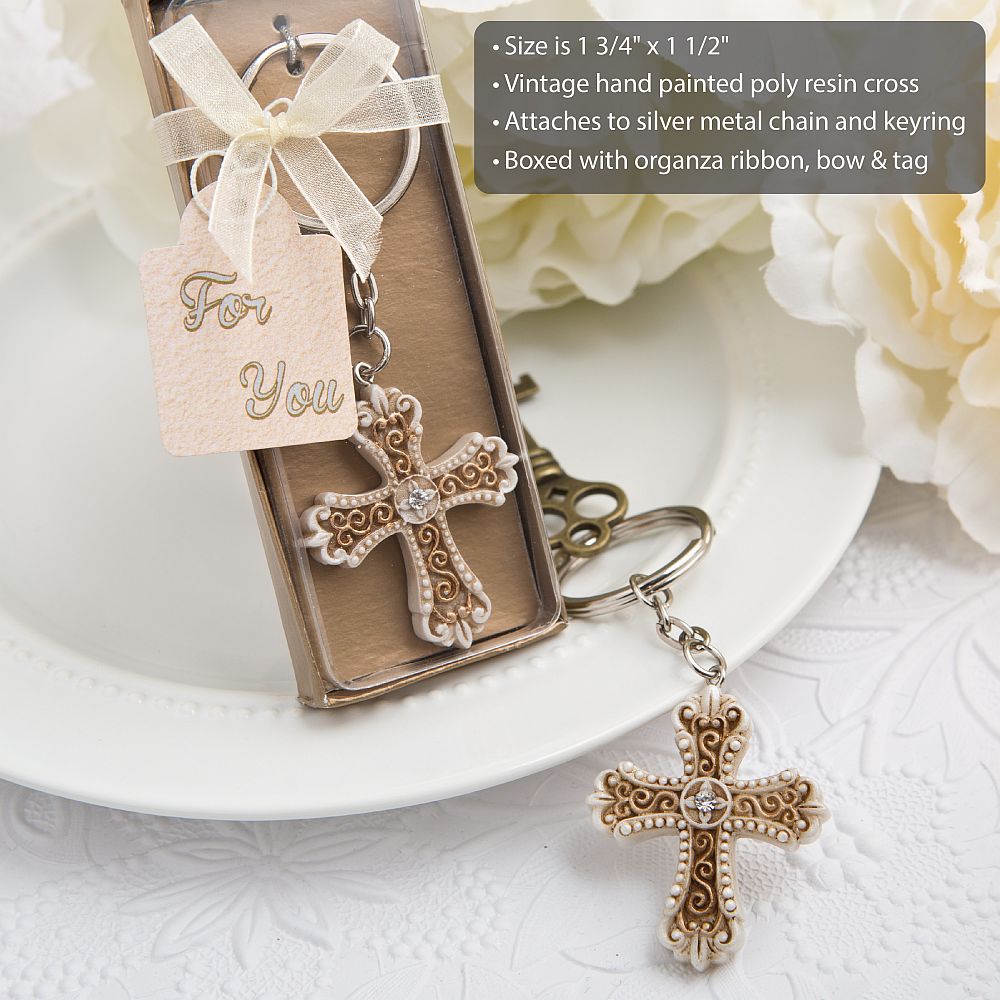 Vintage Cross Themed Key Chain - Forever Wedding Favors