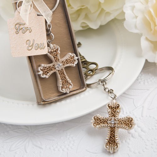 Vintage Cross Themed Key Chain - Forever Wedding Favors