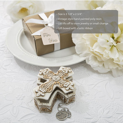 Vintage Cross Trinket and Jewelry Box - Forever Wedding Favors