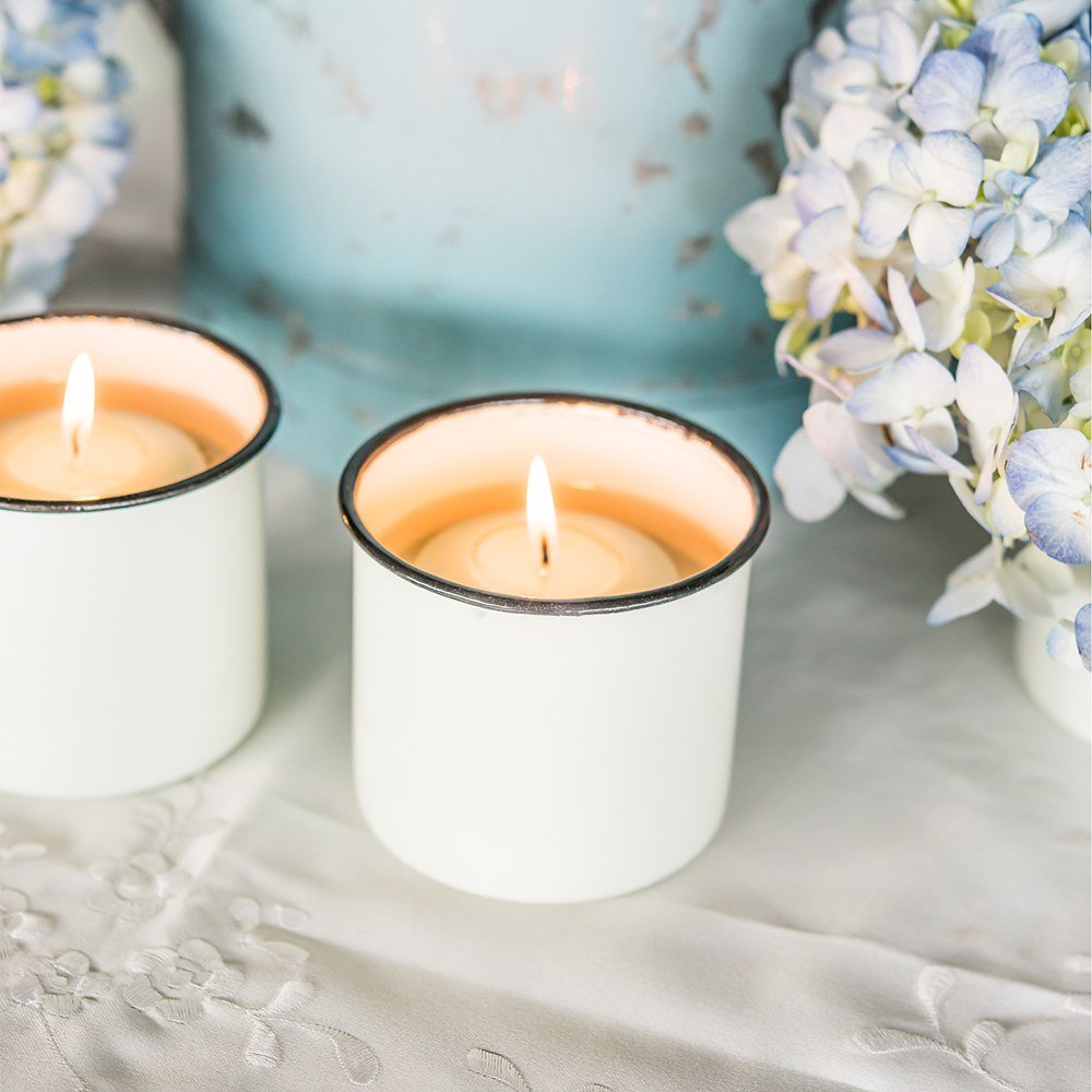 Vintage White Enamelware Canister With Lid Favor - Forever Wedding Favors