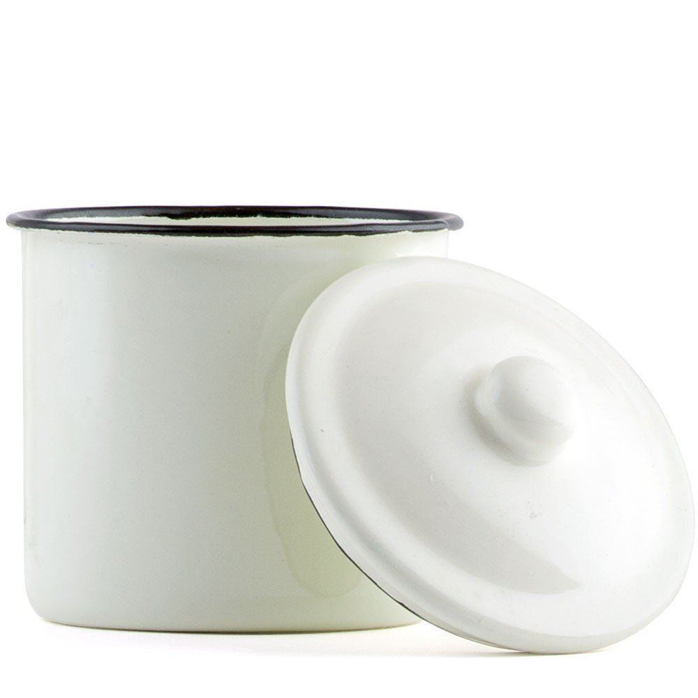 Vintage White Enamelware Canister With Lid Favor - Forever Wedding Favors