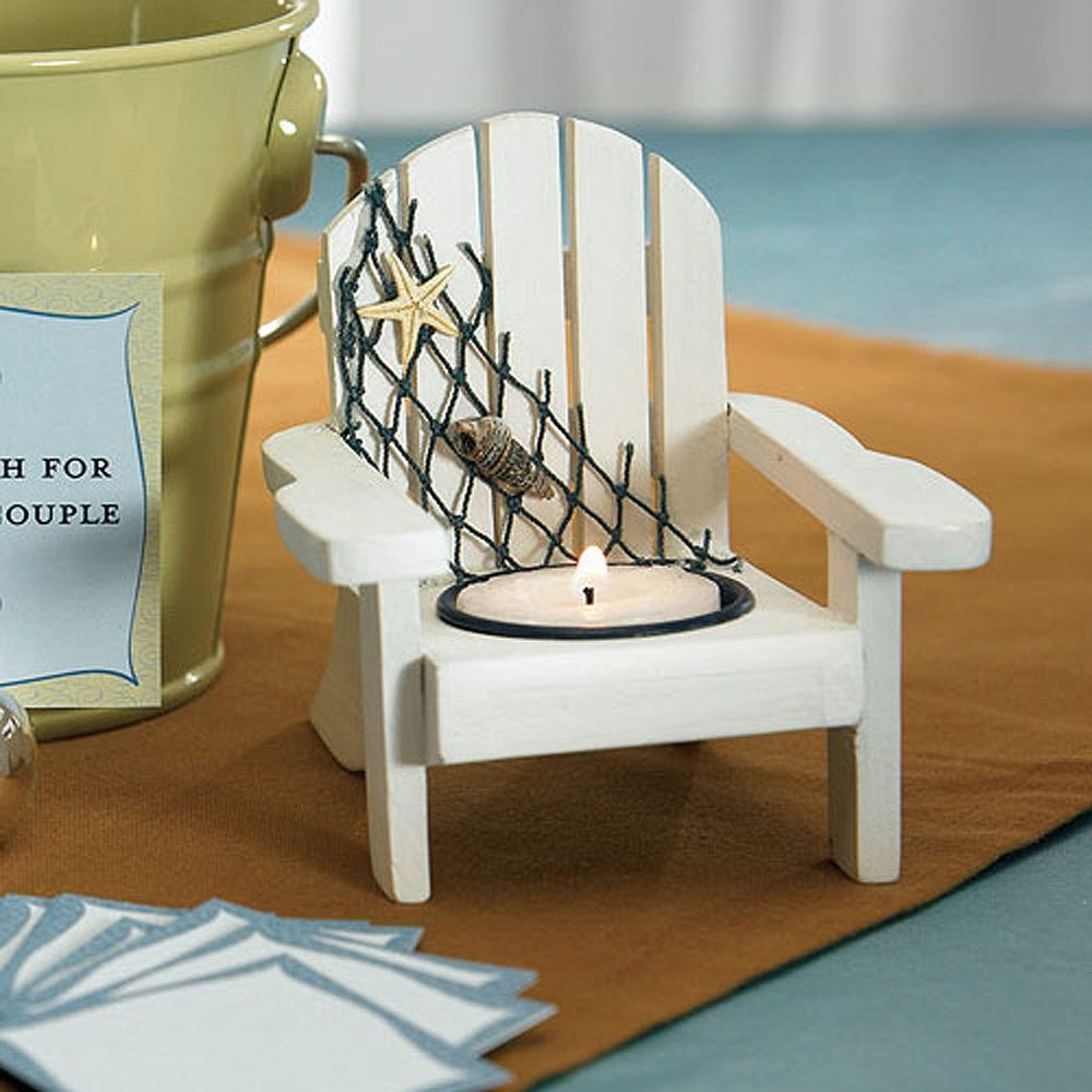 White Deck Chair Favor Candle Holders - Forever Wedding Favors