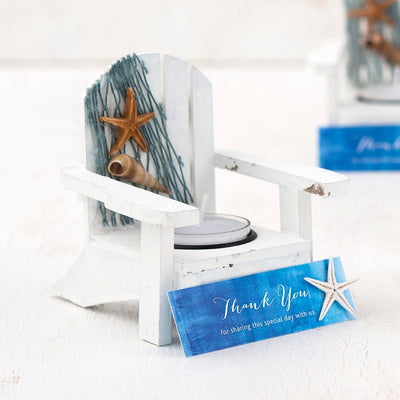 White Deck Chair Favor Candle Holders - Forever Wedding Favors