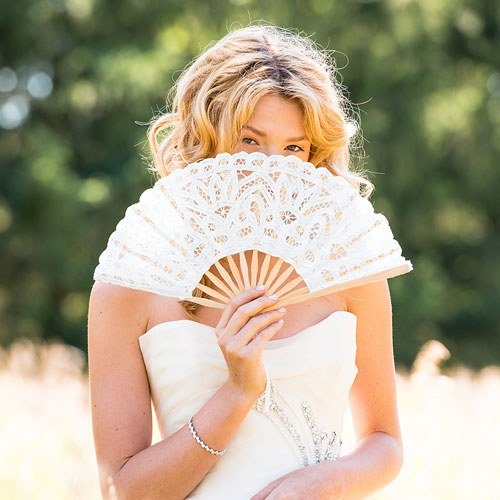 White Lace Hand Fan - Forever Wedding Favors