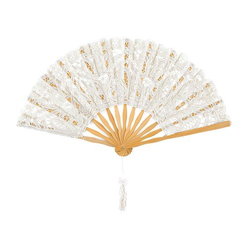 White Lace Hand Fan - Forever Wedding Favors