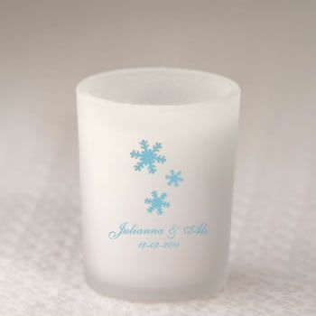 Winter Themed Frosted Candle - Forever Wedding Favors